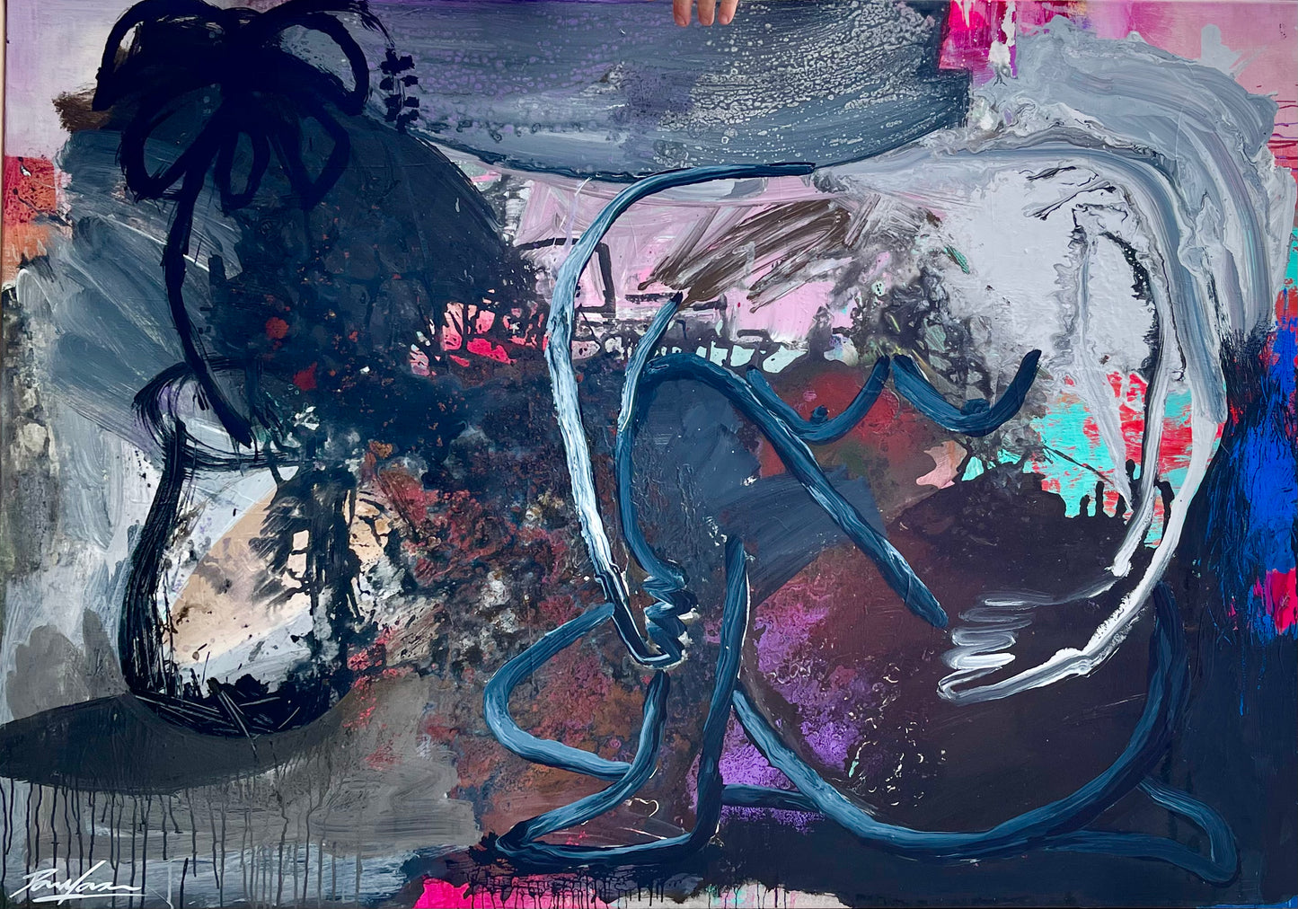 𝙼𝚊𝚍𝚊𝚖𝚎 𝙱𝚕𝚎𝚞 𝚎𝚝 𝙷𝚒𝚋𝚒𝚜𝚌𝚞𝚜. - 120cm x 170cm